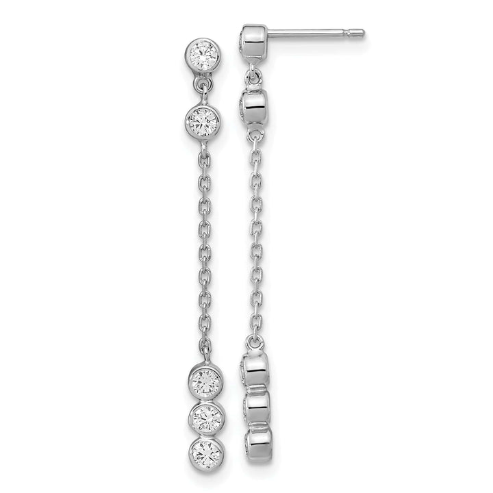 Lovely Rita's 14K White Gold Radiant Polished 3.15 mm CZ Chain Link Dangle Earrings