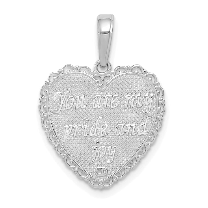 14K White Gold Reversible For My Daughter Heart Pendant