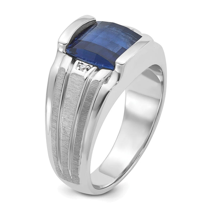 14k White Gold Ruby IB Goodman Lab Created Sapphire Diamond Men's Ring