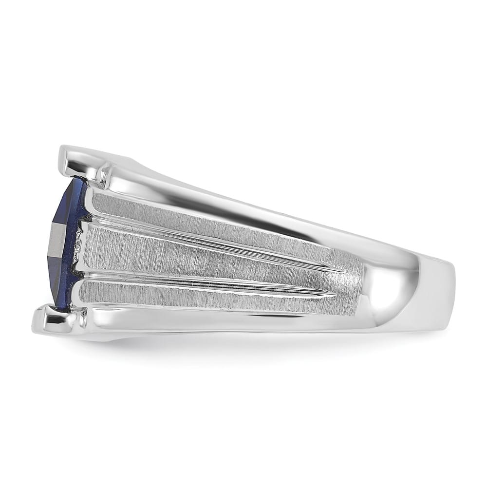 14k White Gold Ruby IB Goodman Lab Created Sapphire Diamond Men's Ring