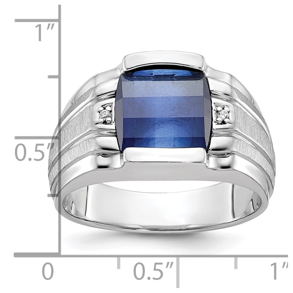 14k White Gold Ruby IB Goodman Lab Created Sapphire Diamond Men's Ring
