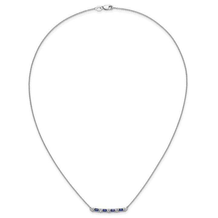 14K White Gold Sapphire and Diamond Bar 31.4x3 mm 18 inch Necklace