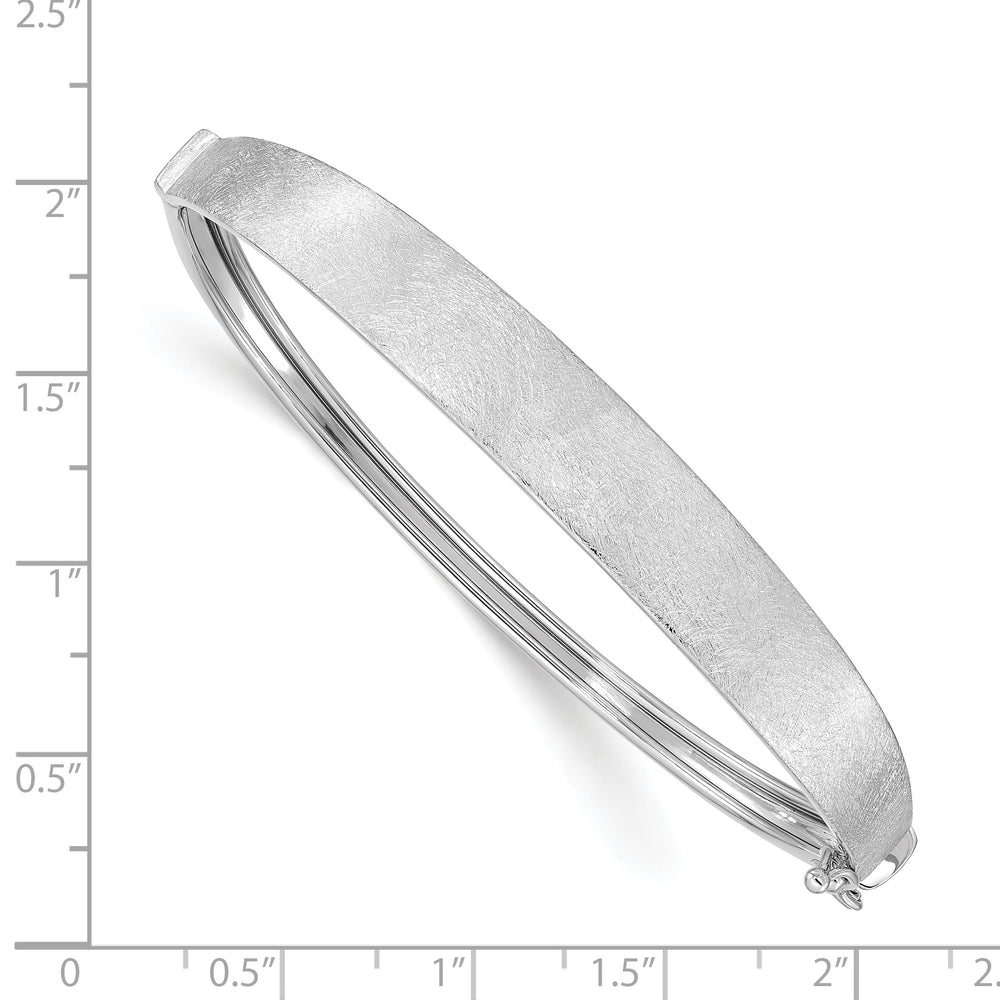 14k White Gold Satin Finish Graduated 8.00mm Hinged Oval Bangle