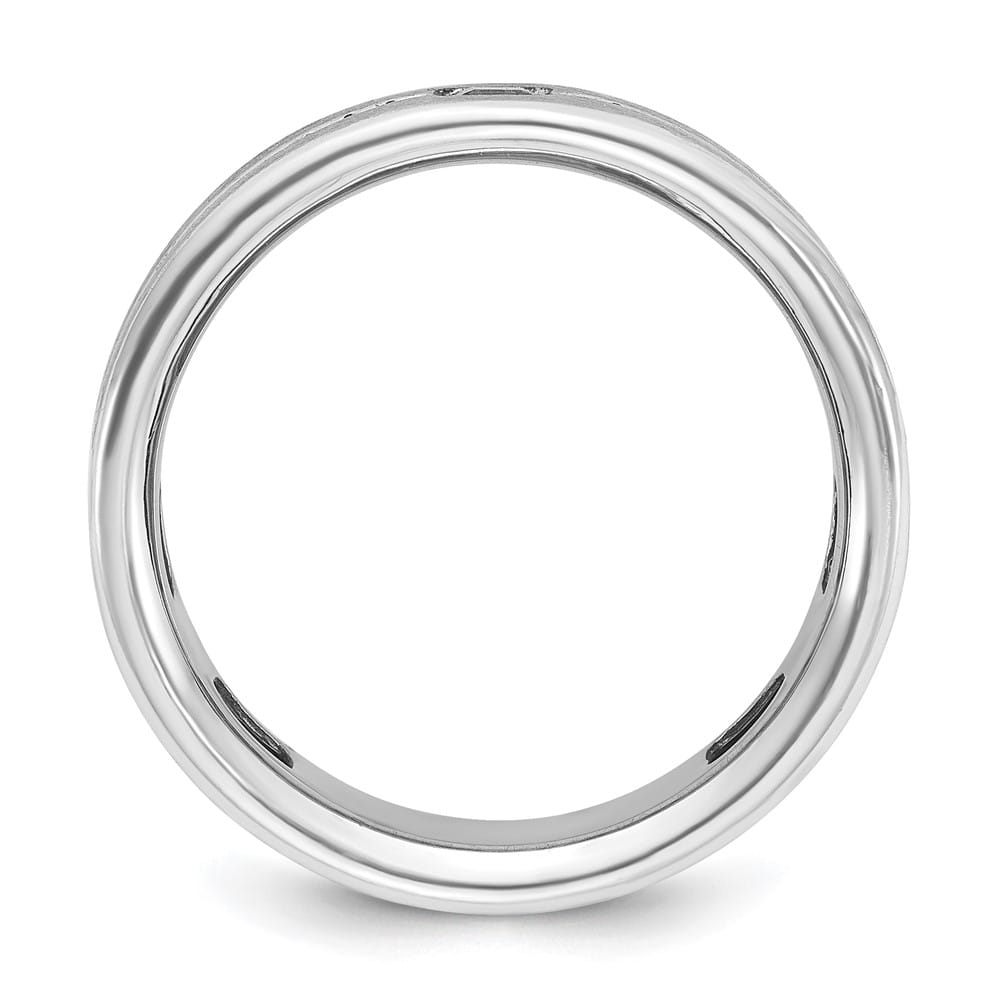 14k White Gold Satin Lab Created Sapphire Diamond Men's Ring