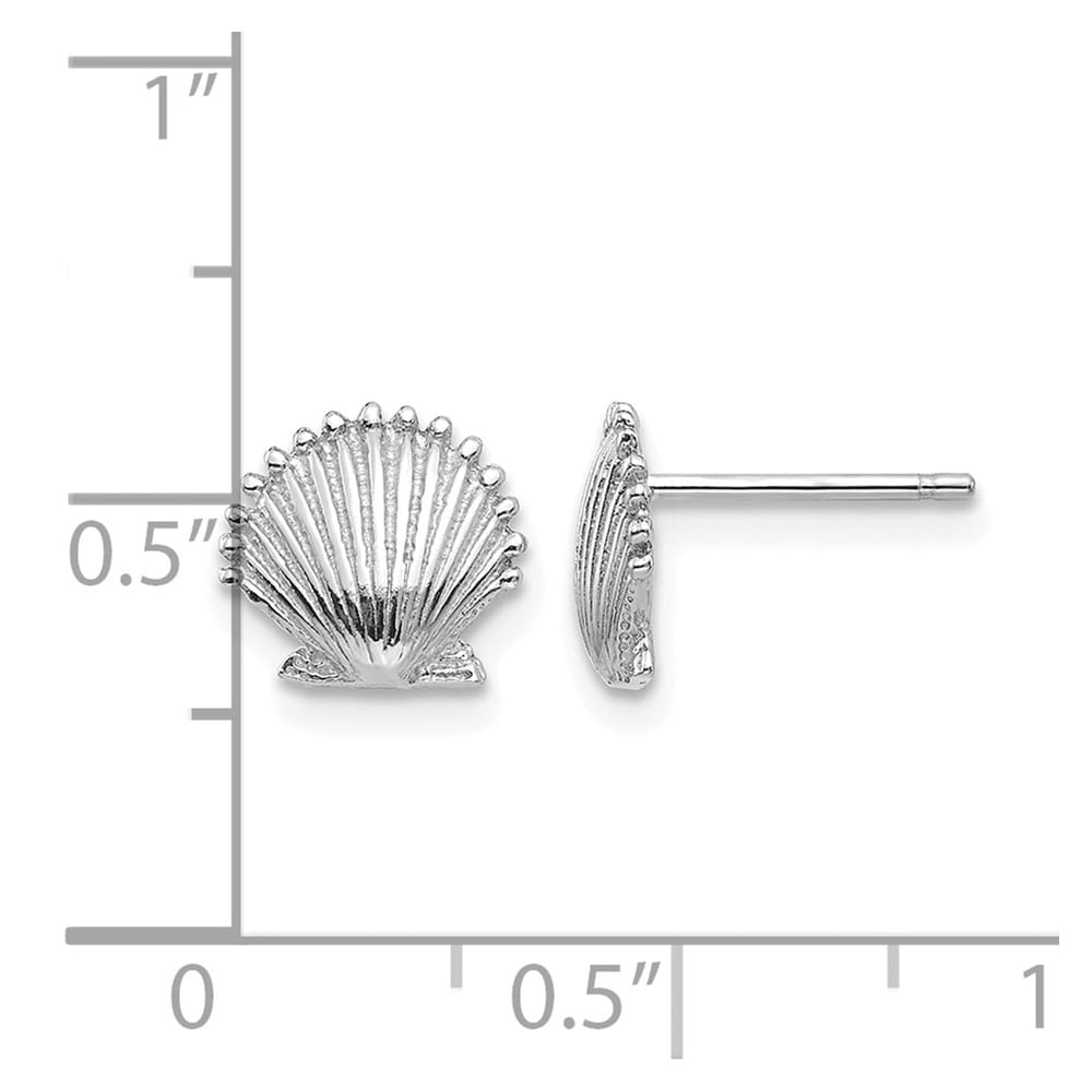 14K White Gold Scallop Shell Post Earrings, view 4 of 4