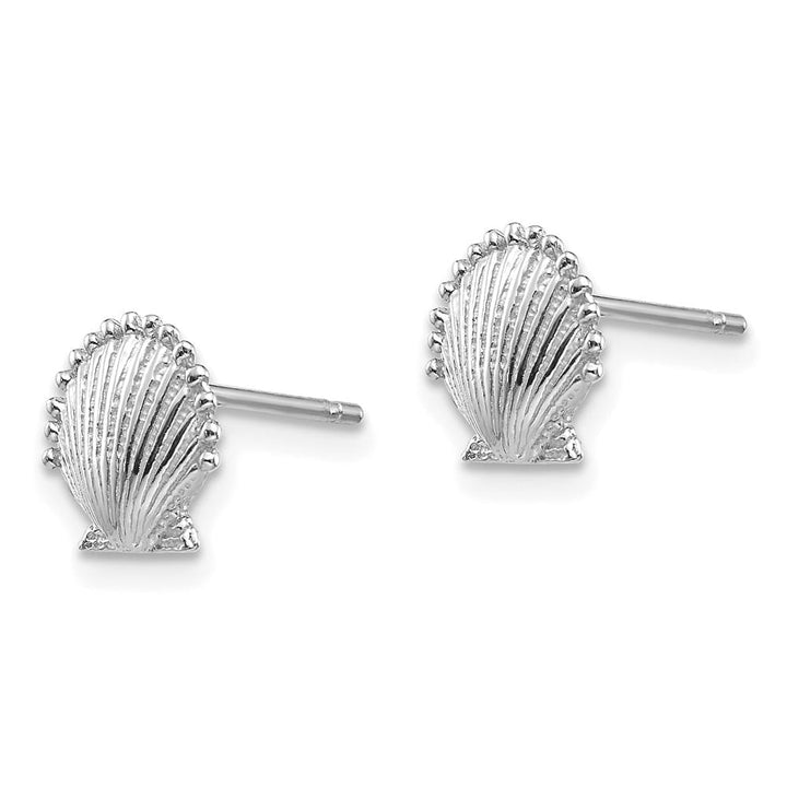 14K White Gold Scallop Shell Post Earrings, view 2 of 4