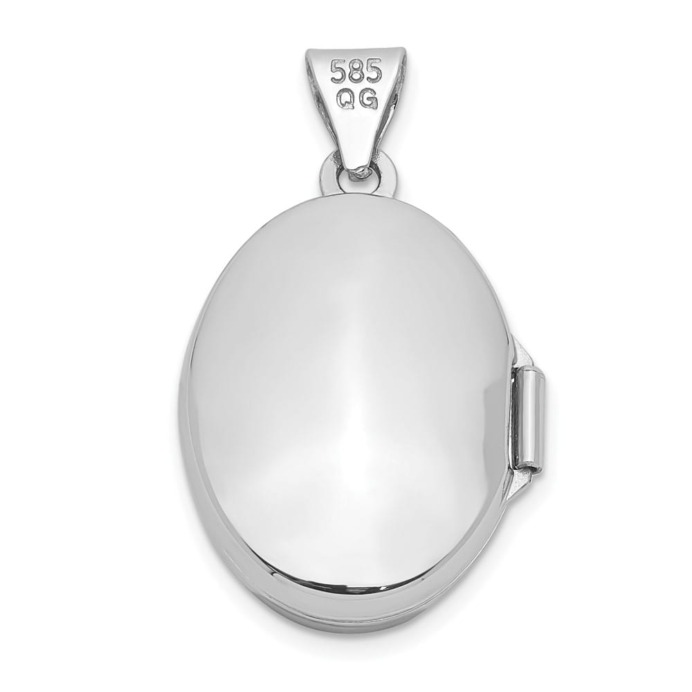 14K White Gold Scalloped Border 17mm Oval Locket