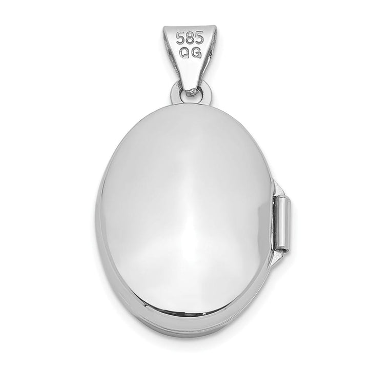 14K White Gold Scalloped Border 17mm Oval Locket