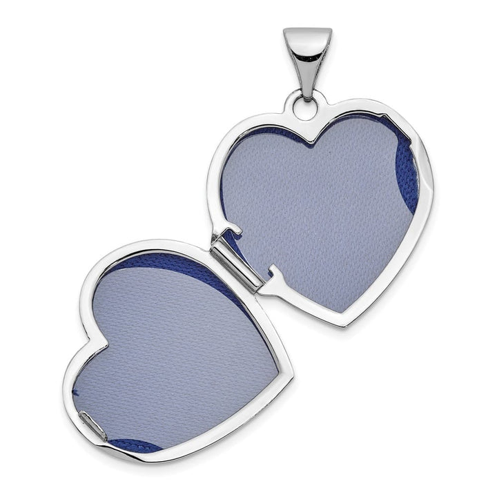 14K White Gold Scrolled Reverses to LOVE YOU ALWAYS 18mm Heart Locket