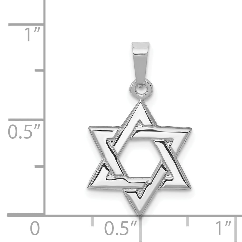 14K White Gold Small Polished Star of David Pendant