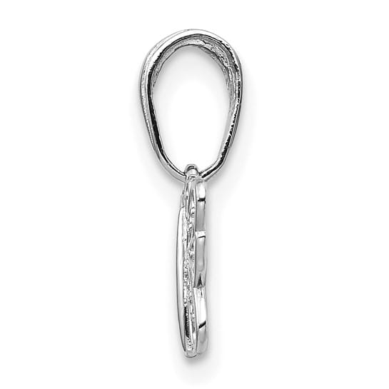 14k White Gold Solid Polished Filigree Butterfly Pendant