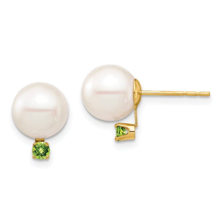 14K White Gold Stylish 8-8.5mm Freshwater Pearl  Studs