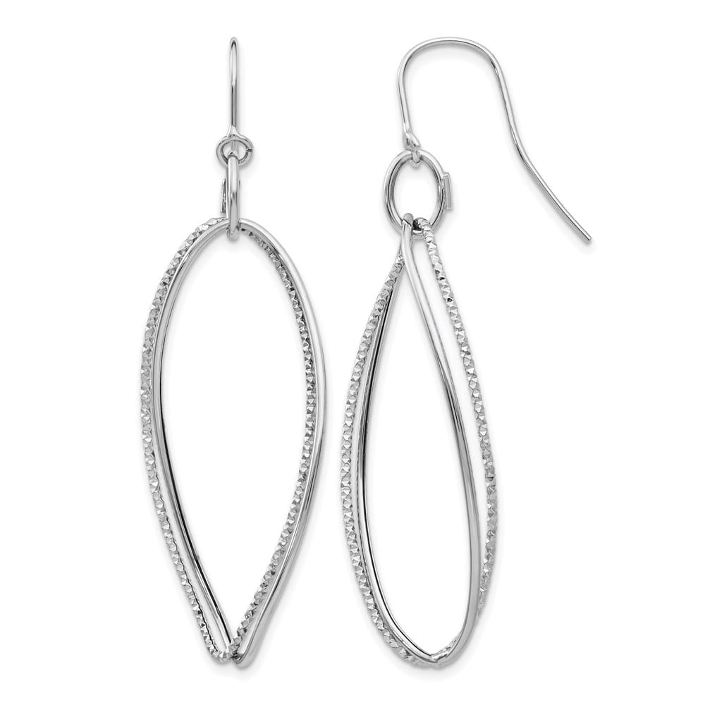 14K White Gold Textured Twisted Dangle French Hook Earrings, view 1 of 5