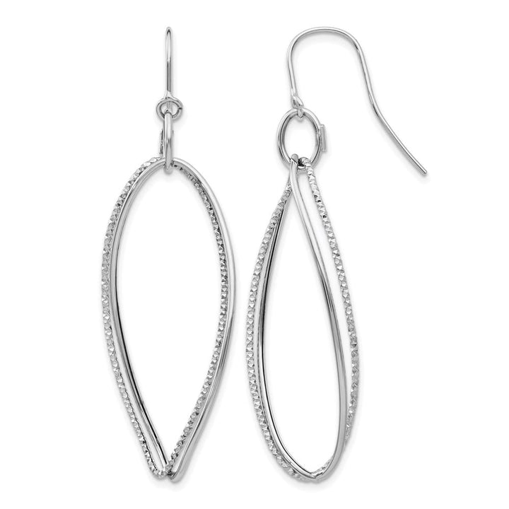 14K White Gold Textured Twisted Dangle French Hook Earrings, view 1 of 5
