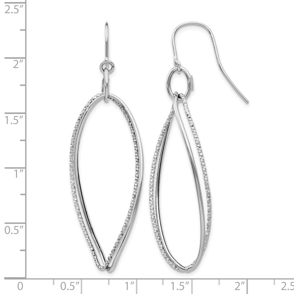 14K White Gold Textured Twisted Dangle French Hook Earrings, view 5 of 5