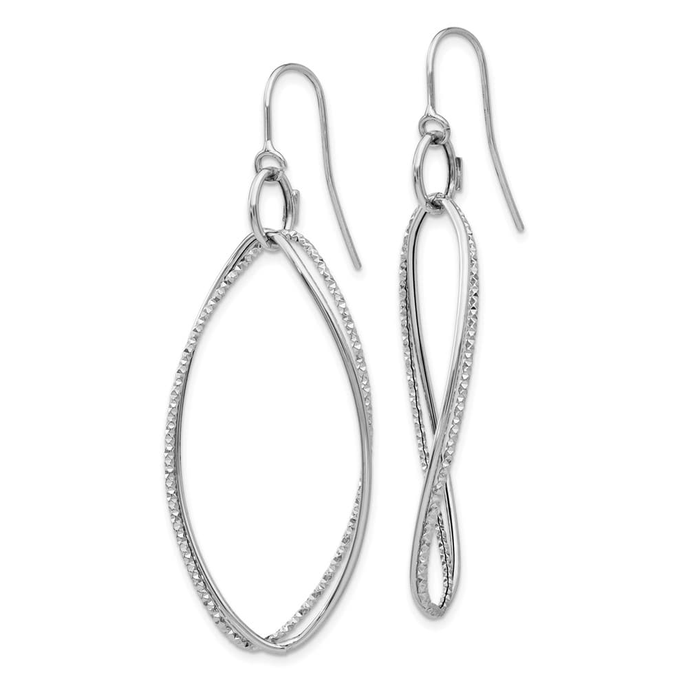 14K White Gold Textured Twisted Dangle French Hook Earrings, view 3 of 5