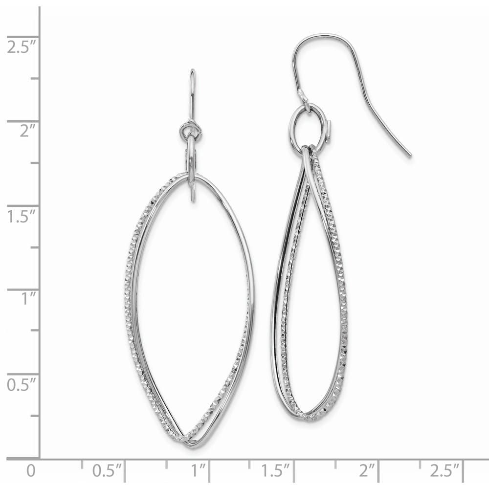 14K White Gold Textured Twisted Dangle French Hook Earrings, view 2 of 5