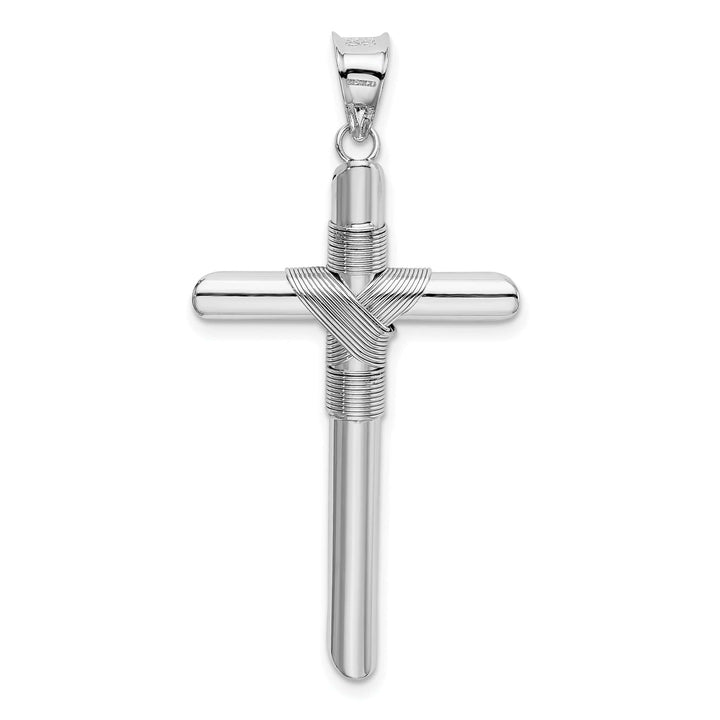 Lovely Rita's 14K White Gold Timeless Center Wrap Tube Latin Cross Pendant