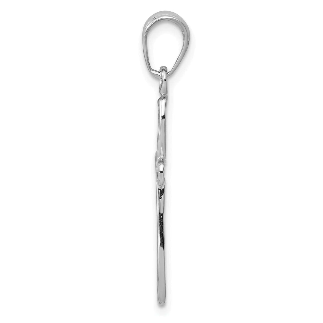 Lovely Rita's 14K White Gold Timeless Filigree Center Design Latin Cross Pendant