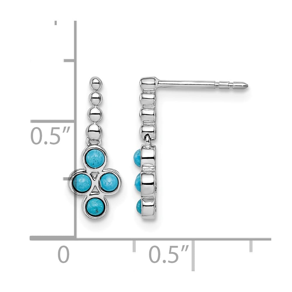 14K White Gold Turquoise Drop Post Earrings, view 4 of 4