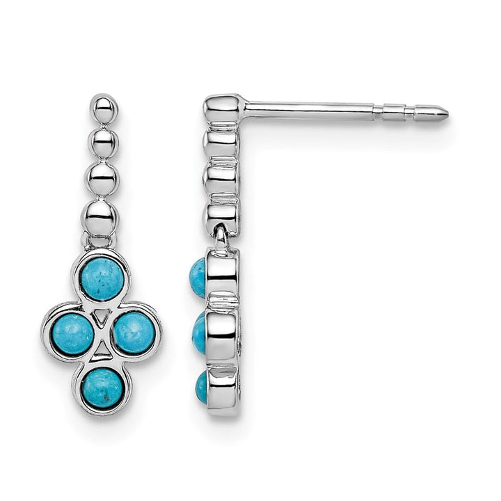 14K White Gold Turquoise Drop Post Earrings, view 1 of 4