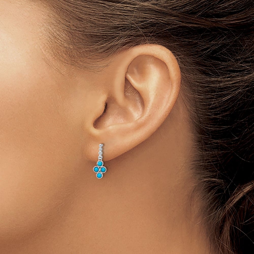 14K White Gold Turquoise Drop Post Earrings, view 3 of 4