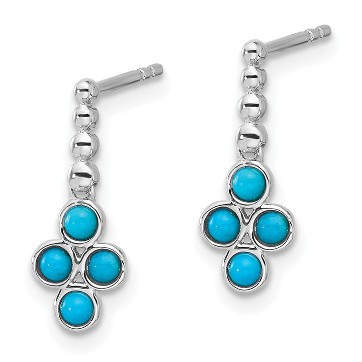 14K White Gold Turquoise Drop Post Earrings, view 2 of 4
