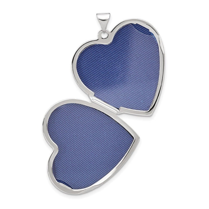 14K White Gold Wave Diamond 27mm Heart Locket