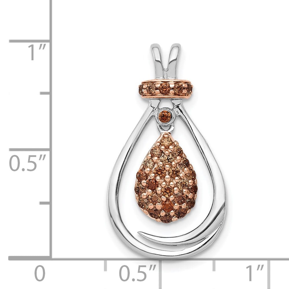 14K White Gold with Rose Rhodium 1/4 Carat Champagne Chain Slide