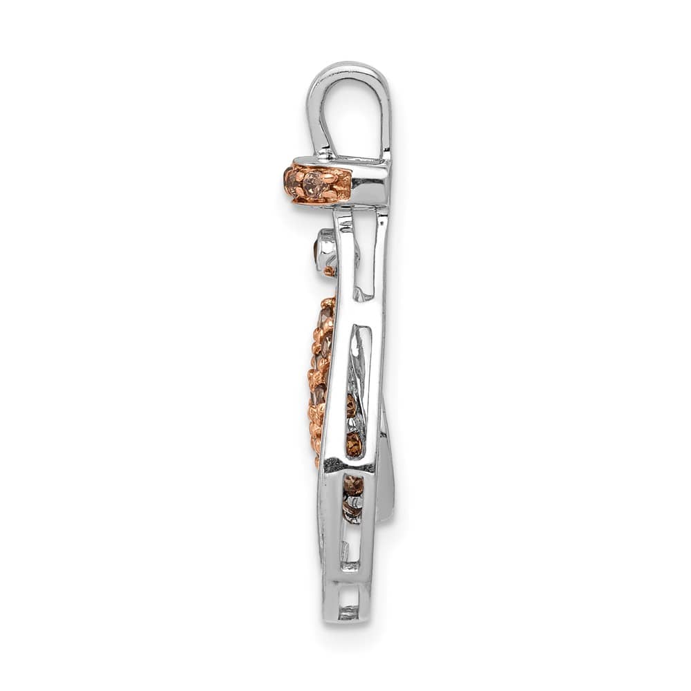 14K White Gold with Rose Rhodium 1/4 Carat Champagne Chain Slide
