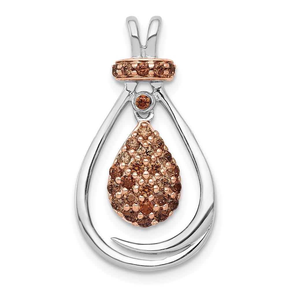 14K White Gold with Rose Rhodium 1/4 Carat Champagne Chain Slide