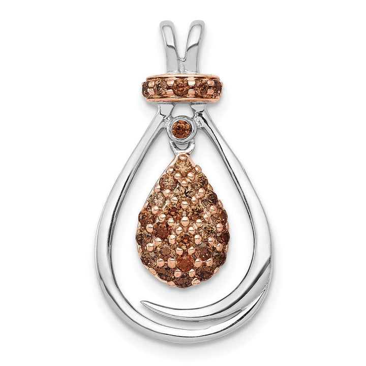 14K White Gold with Rose Rhodium 1/4 Carat Champagne Chain Slide