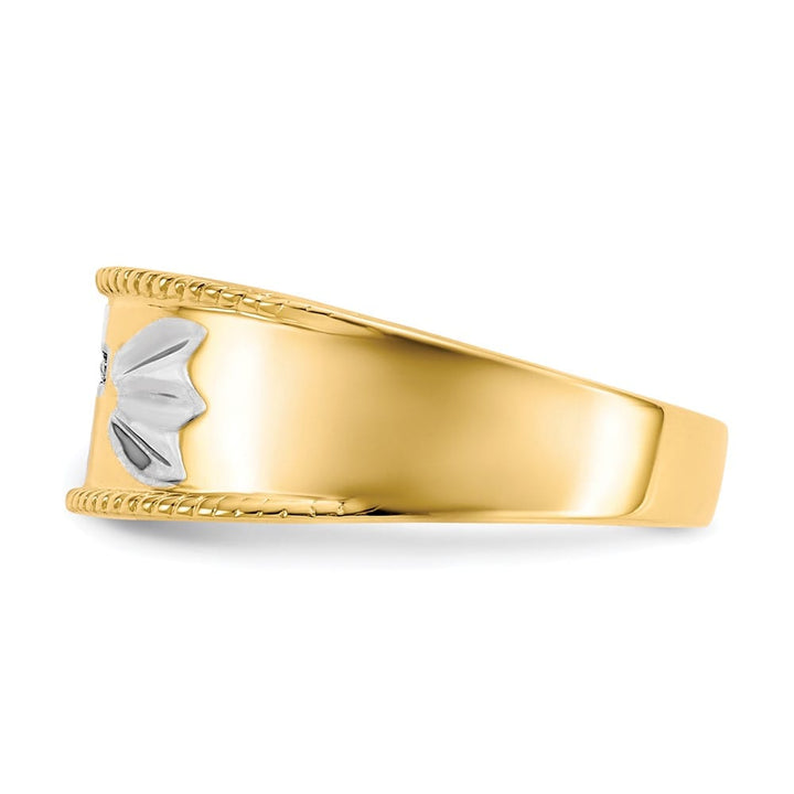 14k Yellow Gold .01 ct. Diamond Trio Cross Wedding Men's Band