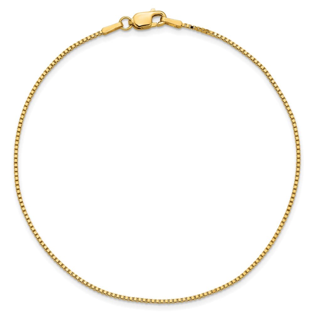 14K Yellow Gold 1.05mm Box with Lobster Clasp Anklet