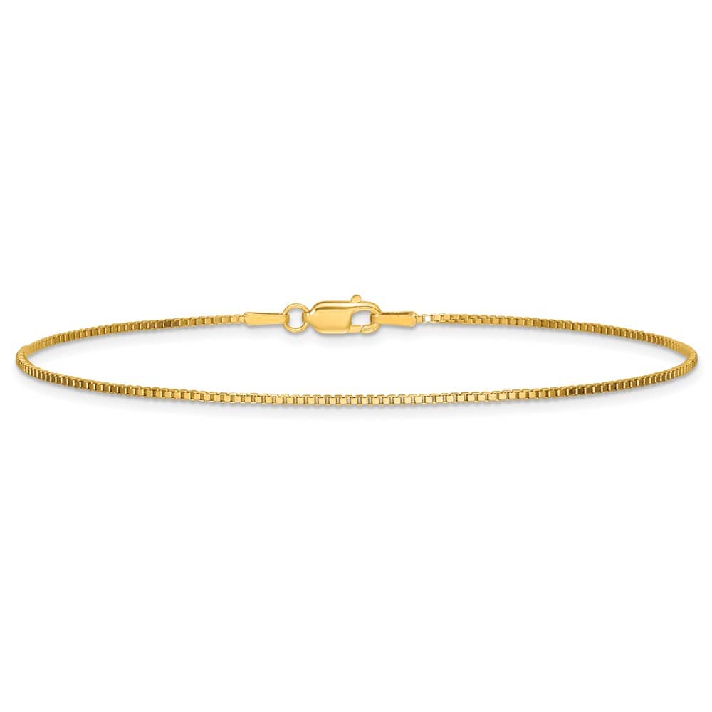 14K Yellow Gold 1.05mm Box with Lobster Clasp Anklet