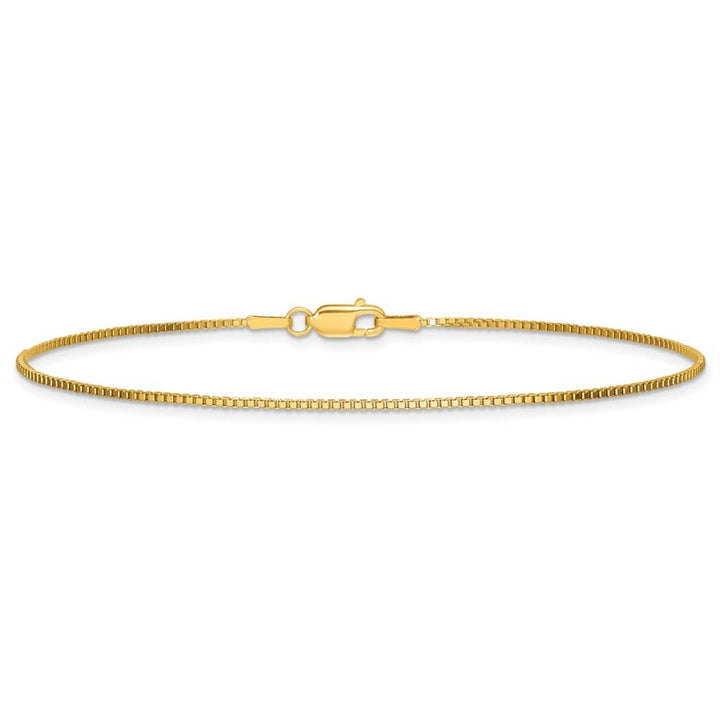 14K Yellow Gold 1.05mm Box with Lobster Clasp Anklet