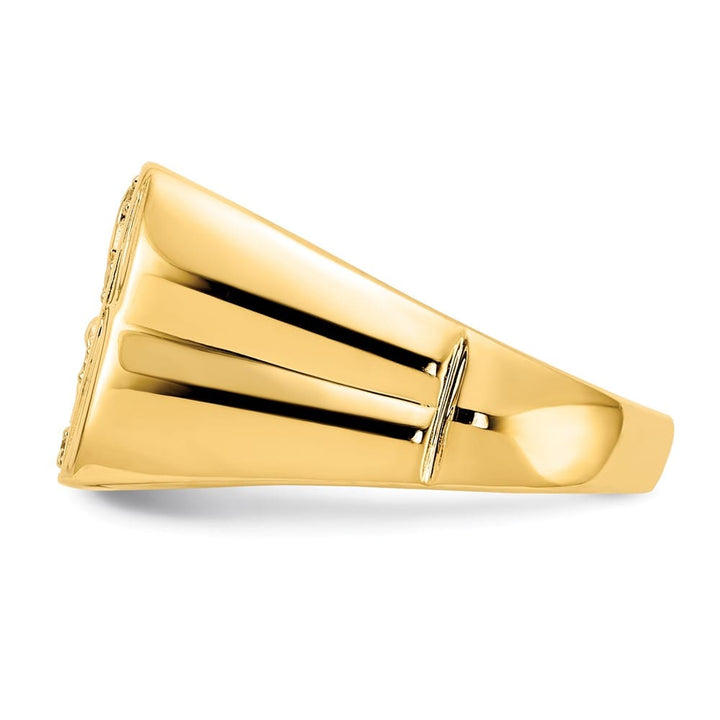 14k Yellow Gold 1/10 Carat Diamond Eagle Men's Ring