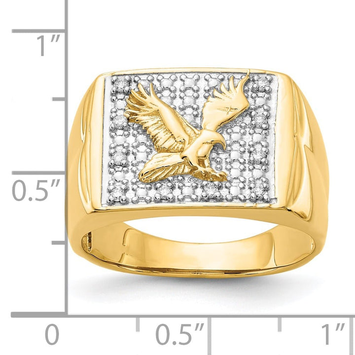 14k Yellow Gold 1/10 Carat Diamond Eagle Men's Ring