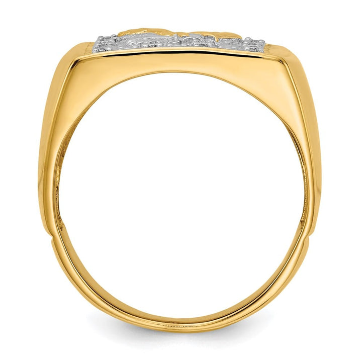 14k Yellow Gold 1/10 Carat Diamond Eagle Men's Ring