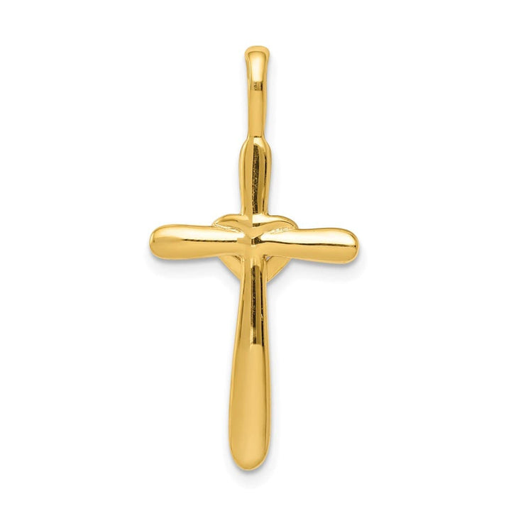 14K Yellow Gold 1/10 CT Diamond Cross with Heart Pendant