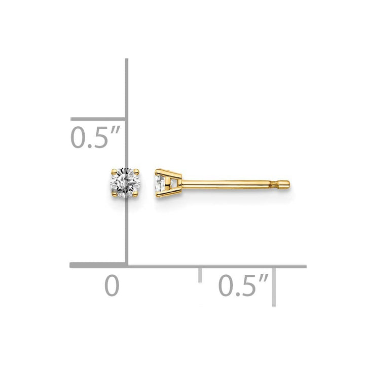 14K Yellow Gold 1/10 ct I1 J-K Diamond Push Back Stud Earrings