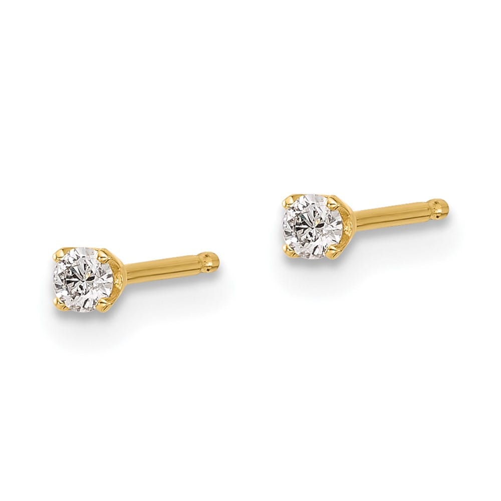 14K Yellow Gold 1/10 ct I1 J-K Diamond Push Back Stud Earrings
