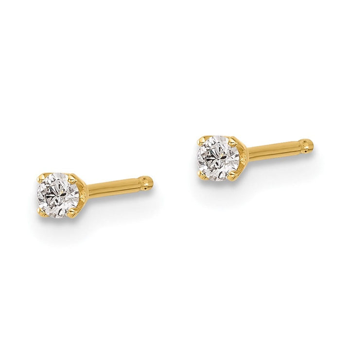 14K Yellow Gold 1/10 ct I1 J-K Diamond Push Back Stud Earrings