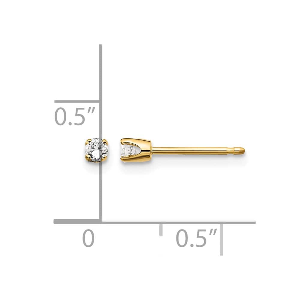 14K Yellow Gold 1/10 ct I2 K-L Diamond Push Back Stud Earrings