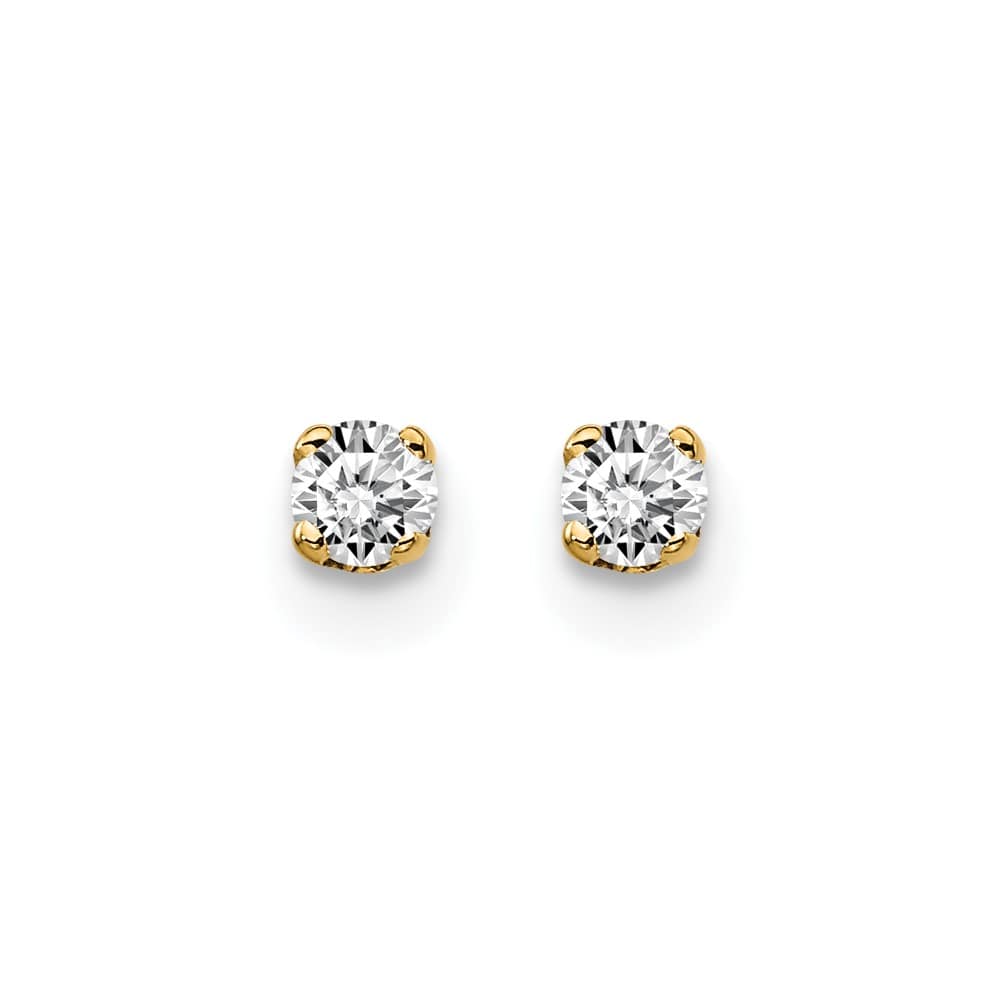 14K Yellow Gold 1/10 ct I2 K-L Diamond Push Back Stud Earrings