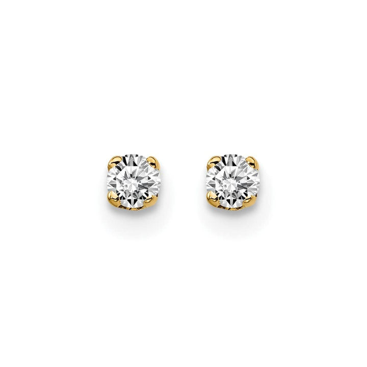 14K Yellow Gold 1/10 ct I2 K-L Diamond Push Back Stud Earrings