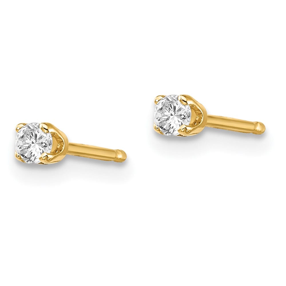 14K Yellow Gold 1/10 ct I2 K-L Diamond Push Back Stud Earrings