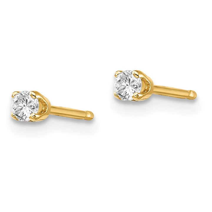 14K Yellow Gold 1/10 ct I2 K-L Diamond Push Back Stud Earrings