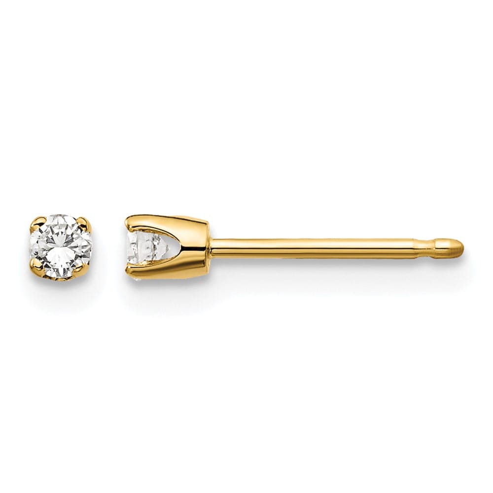 14K Yellow Gold 1/10 ct I2 K-L Diamond Push Back Stud Earrings