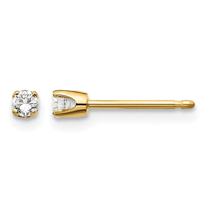14K Yellow Gold 1/10 ct I2 K-L Diamond Push Back Stud Earrings